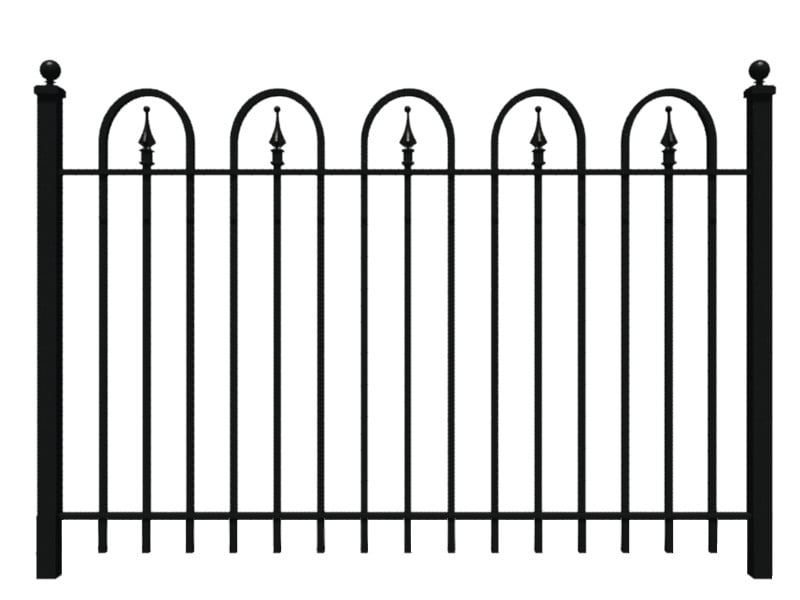 Hoop and Picket Style Wrought Iron Fence