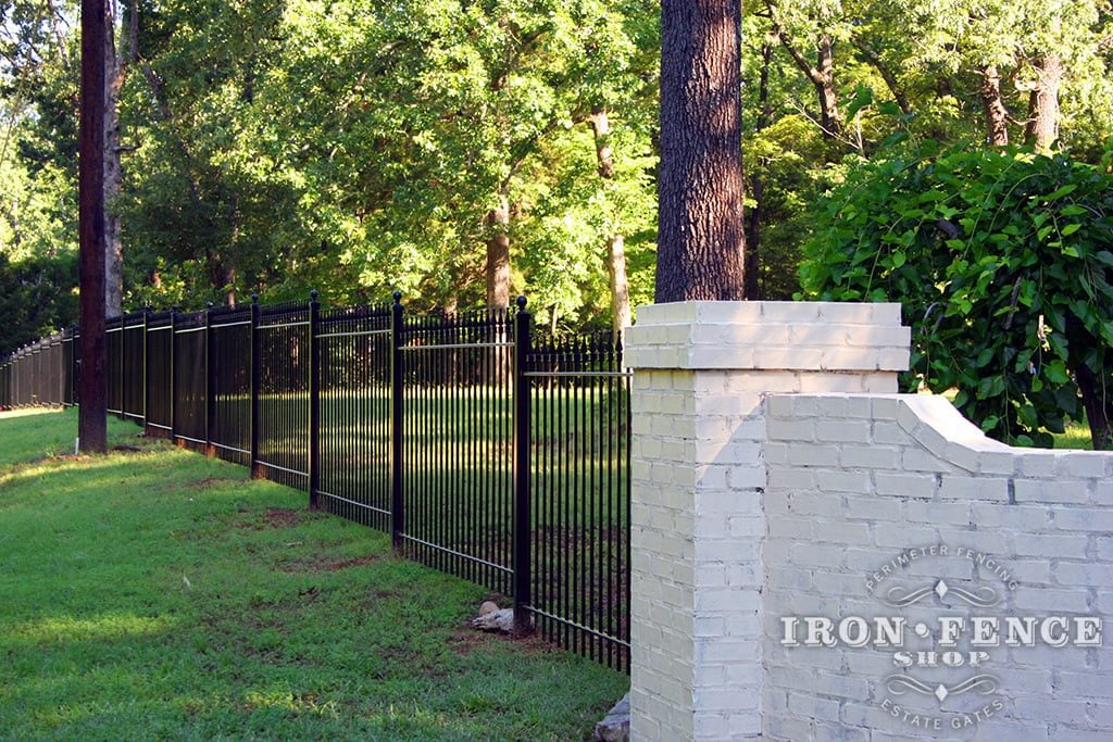 Iron fence stair-stepped
