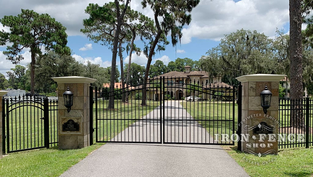 6ft Tall Infinity Aluminum Fence with Matching Arched 4ft and Arched 14ft Gates