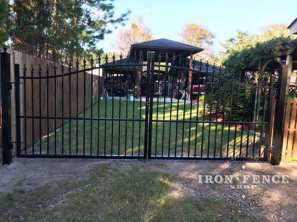 A Classic Style Infinity Aluminum Arched Driveway Gate - 14ft Wide and 5ft Arching to 6ft Tall