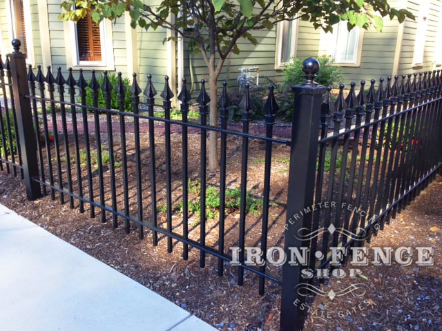 3ft Tall Wrought Iron Fence in Classic Style and Signature Grade with Solid Iron Finials