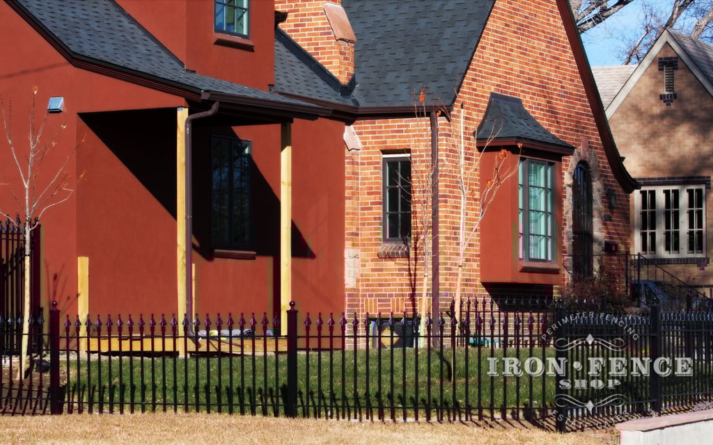 3ft Tall Signature Grade Iron Fence at the Side of a Front Yard (Style #1: Classic)