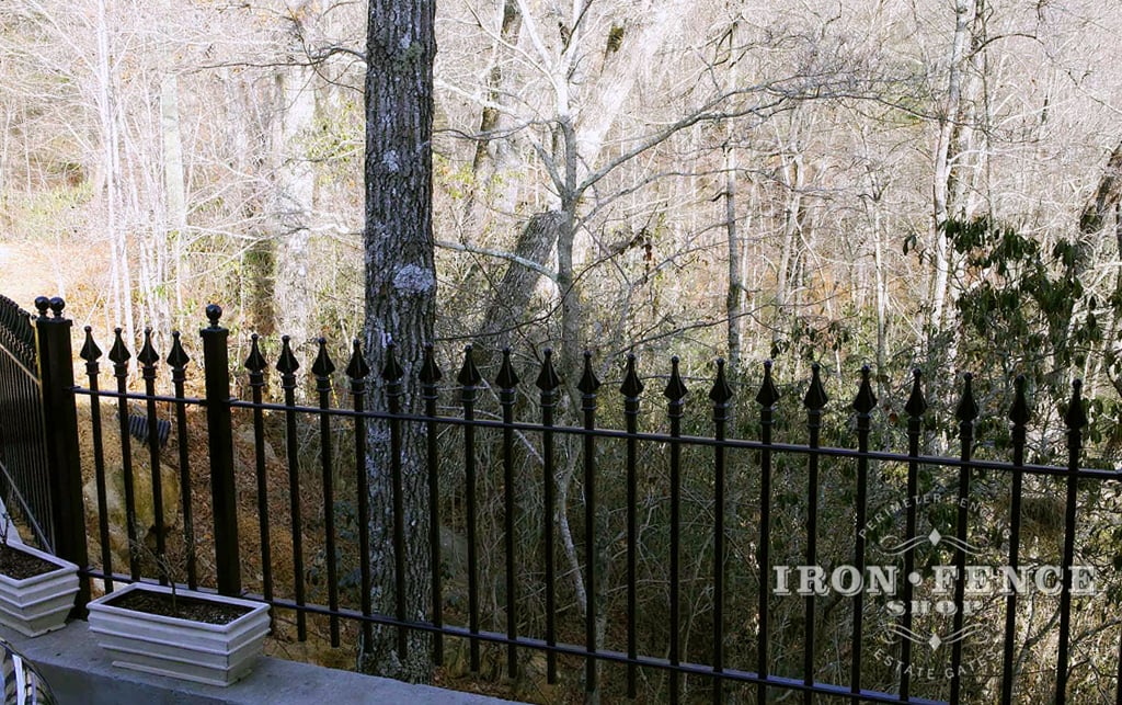 3ft Tall Signature Grade Iron Fence Installed as a Barrier Next to a Steep Drop-off (Style #1: Classic)