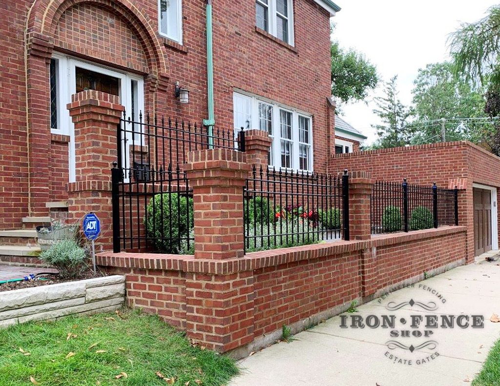 Custom Built 3ft Iron Fence with Extra Rail and to Fit Brick Columns