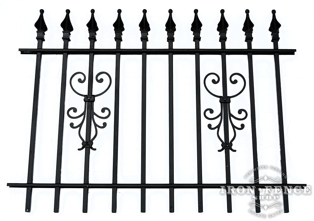 3 Foot Tall Classic Style Signature Grade Wrought Iron Fence with Cape Cod Add-on Decorations