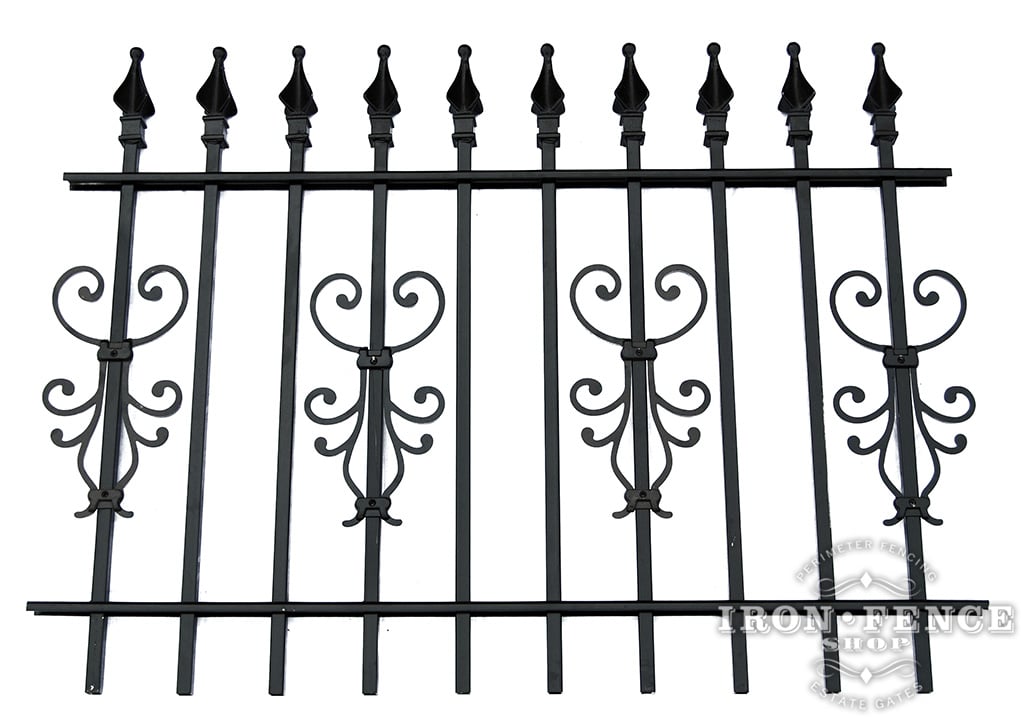 3 Foot Tall Classic Style Signature Grade Wrought Iron Fence with Cape Cod Add-on Decorations