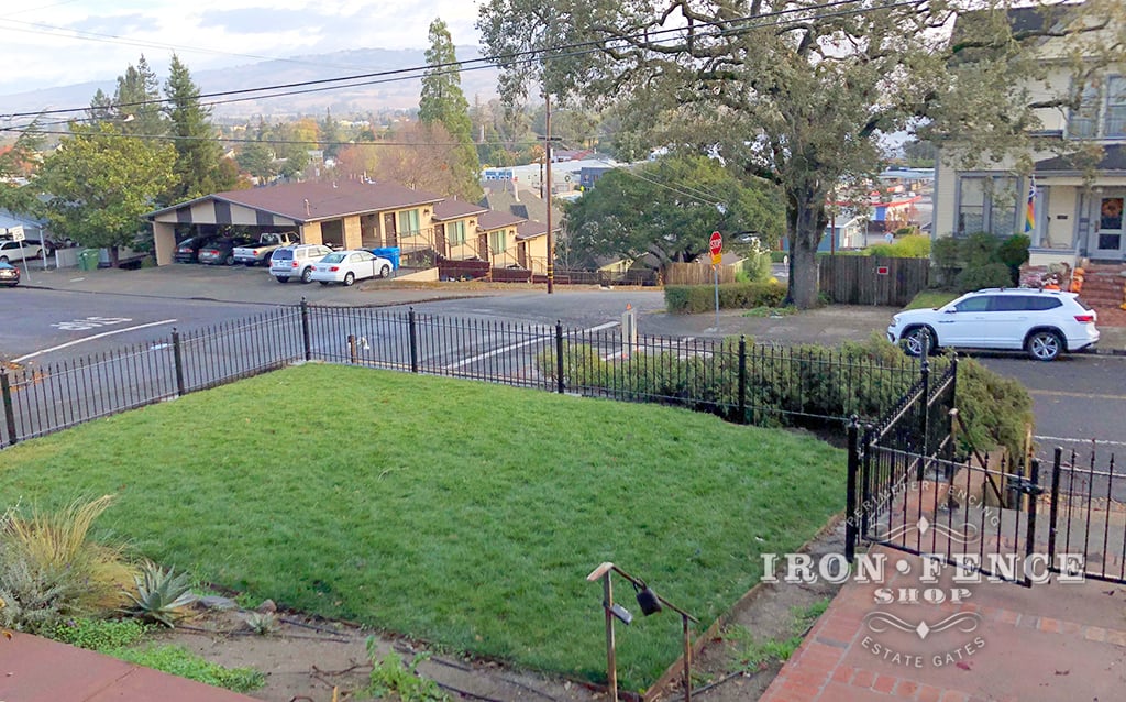 Our 3ft Classic Wrought Iron Fence Used to Enclose a Front Yard  