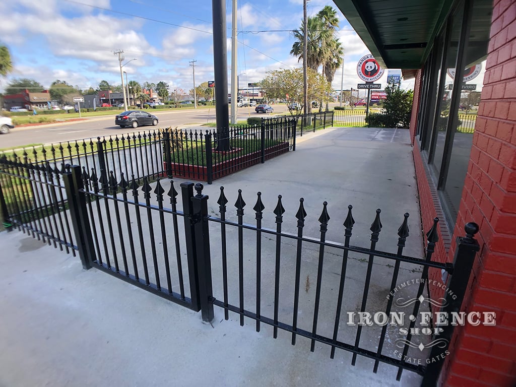 3ft Wrought Iron Fence and Walk Gate Enclosing a Dining Area