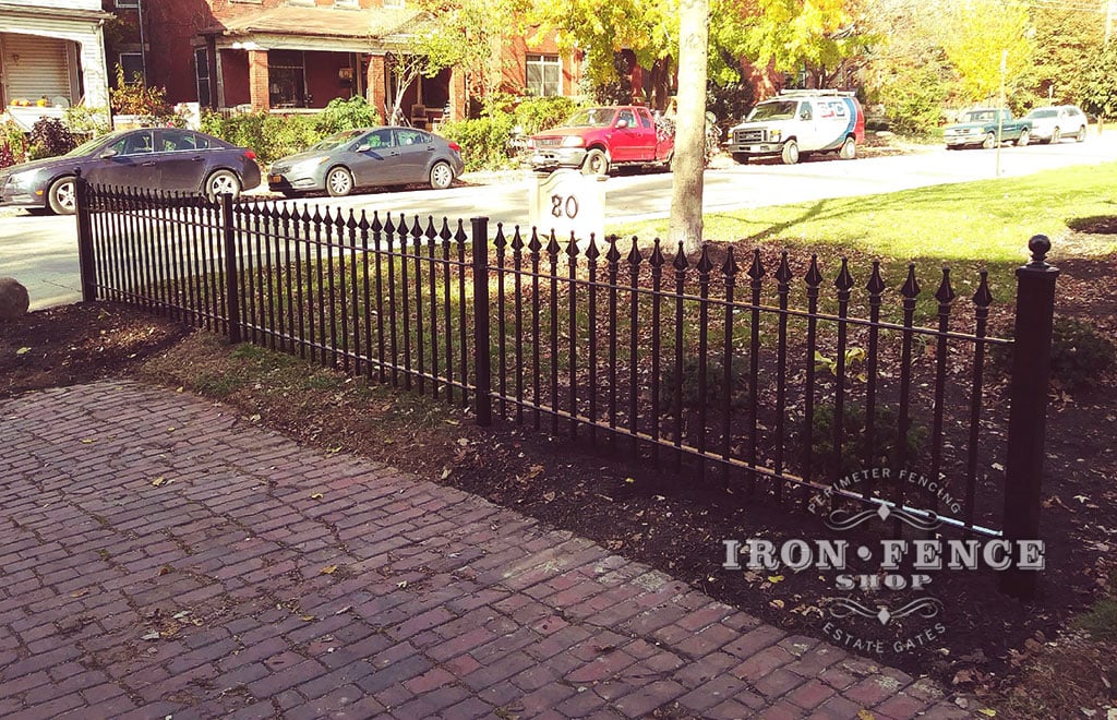 3ft Tall Signature Grade Classic Iron Fence Used as a Decorative Parking Barrier