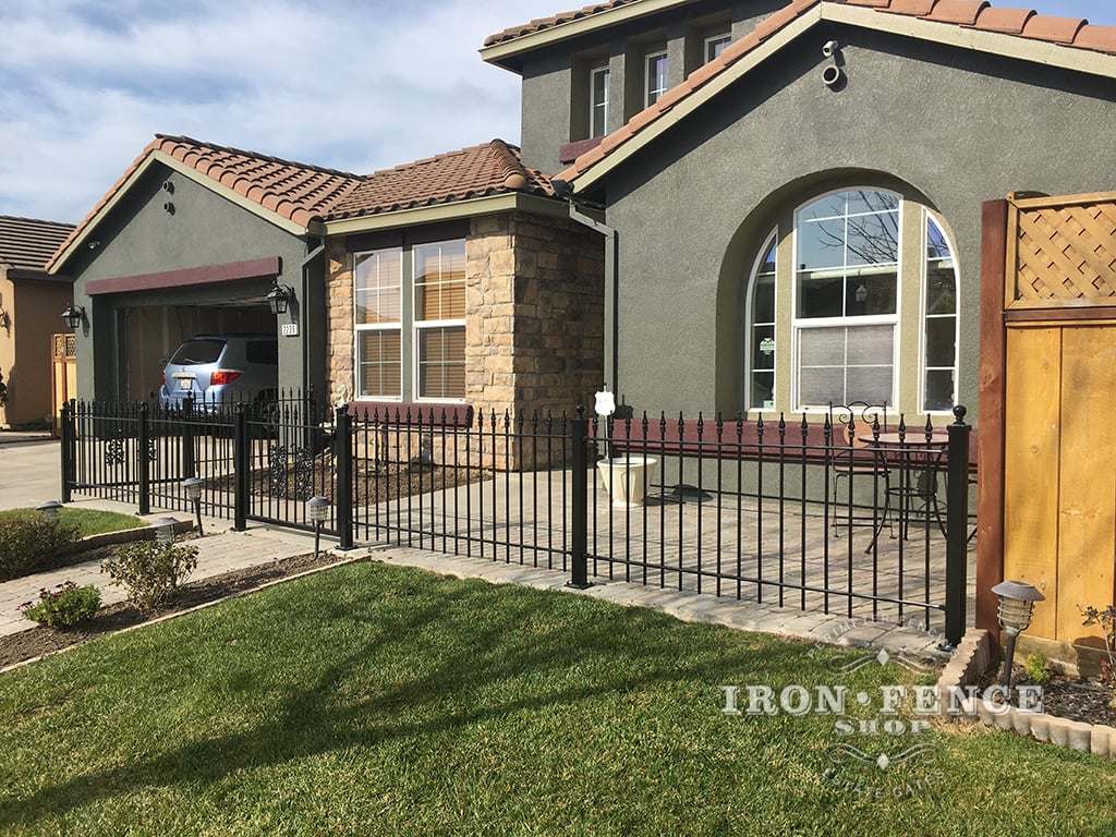Our 3ft Tall Classic Style Iron Fence Used to Enclose a Front Patio Area