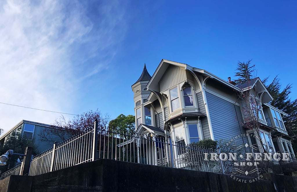 3ft Iron Fence in Classic Style Installed on a Wall with Flange Posts