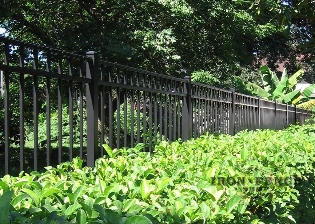 Our 4.5ft Tall Infinity Aluminum Fence in Flat Top Pool Style 