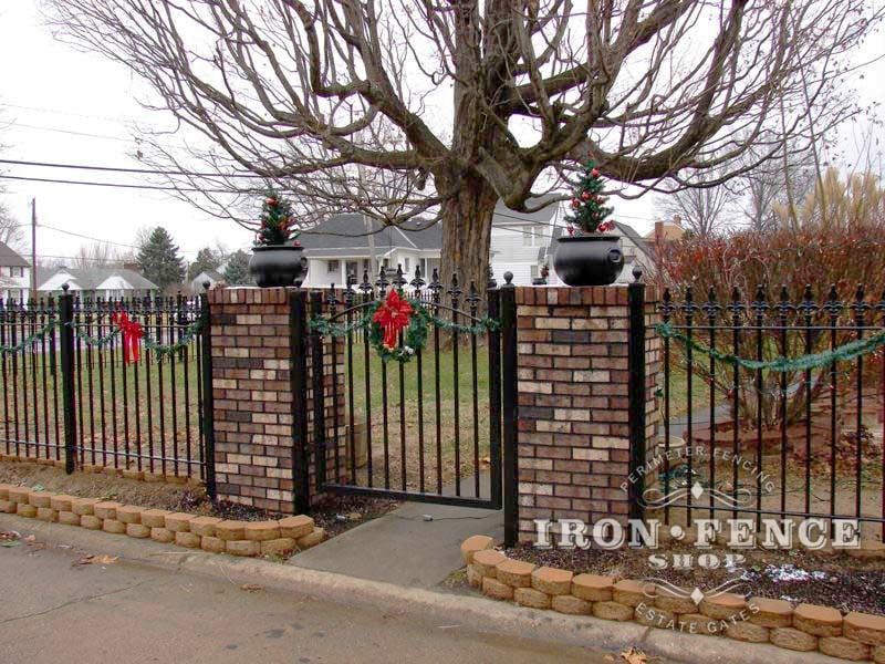 4ft Tall Iron Fence and Arched Gate with Custom Fleur De Lis Finials