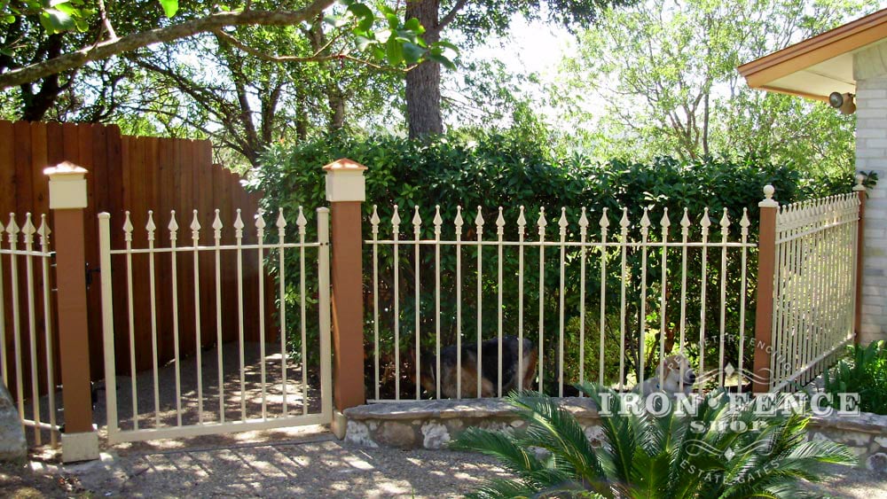 4ft Tall Signature Grade Iron Fence Painted Tan by Customer (Style #1: Classic)
