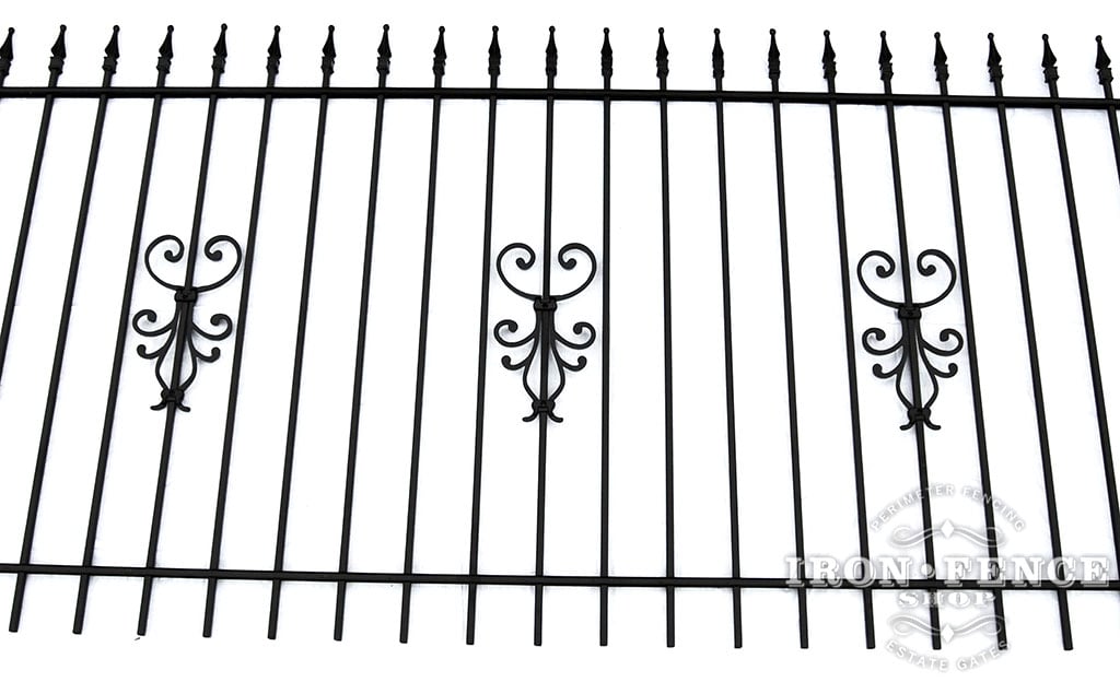 4ft Tall Wrought Iron Fence in Traditional Grade with Cape Cod Add-on Decorations