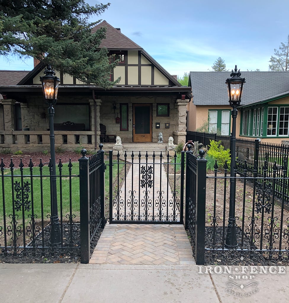 Our 4ft Tall Signature Grade Iron Fence and Gate with Add-on Decorations