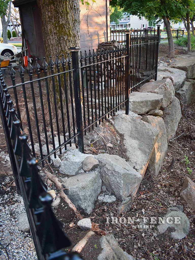 Our 4ft Classic Iron Fence Creating a Drop-off Barrier Along a Ledge