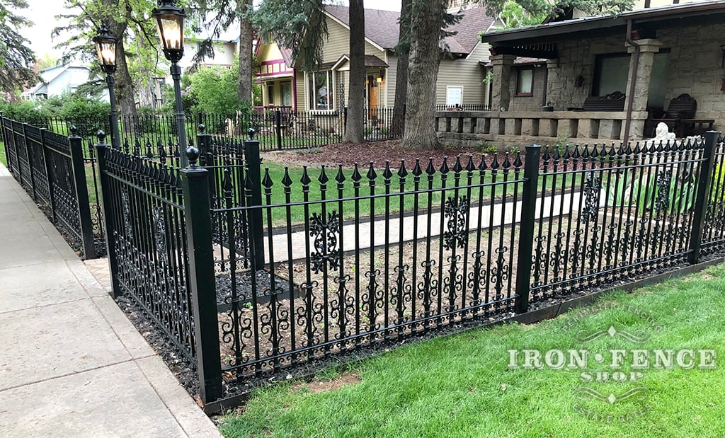 4ft Wrought Iron Fence in Classic Style with Add-on Decoration Scrollwork 