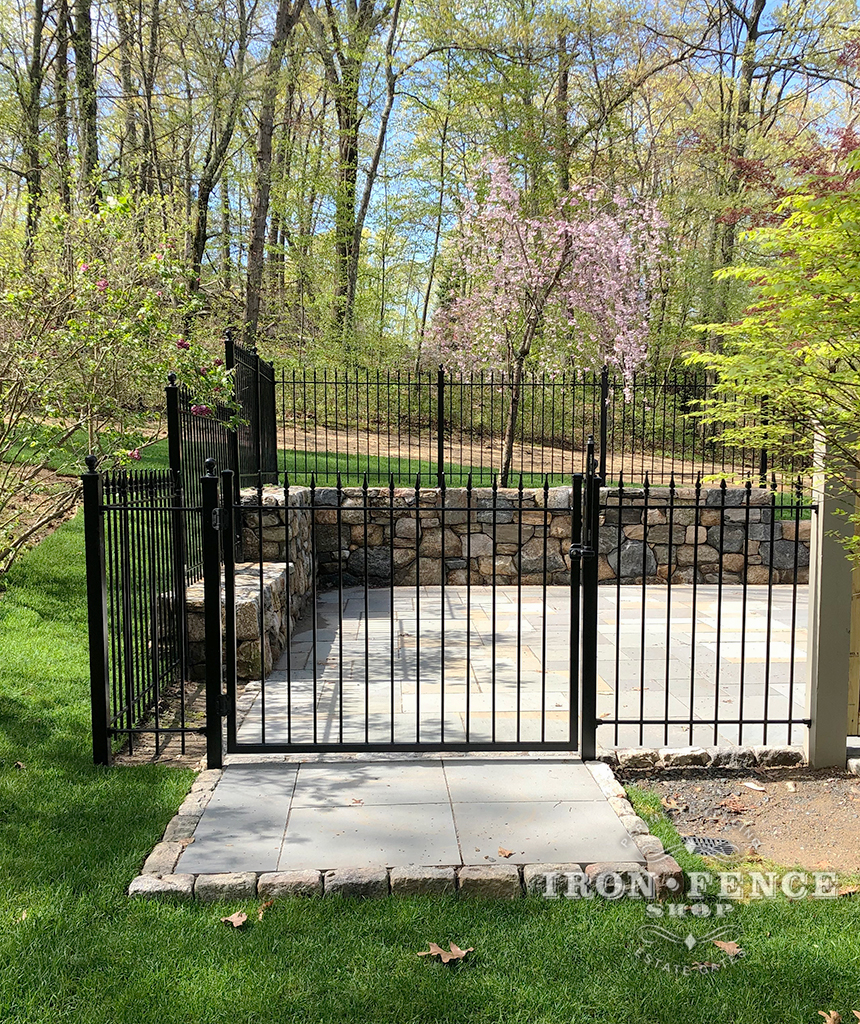 A 4ft Tall x 5ft Wide Iron Entry Gate with Matching Classic Style Iron Fence