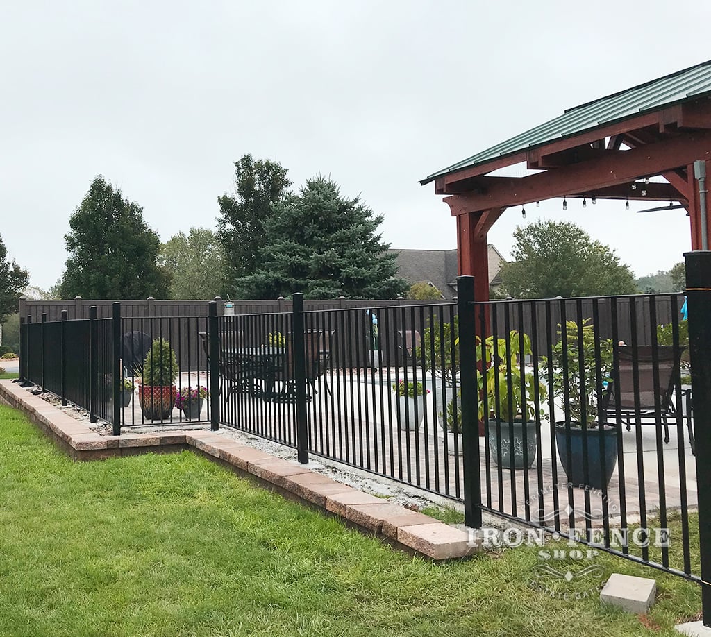 Our Stronghold Iron Pool Style Flat Top Fence Panel in a 50in Height