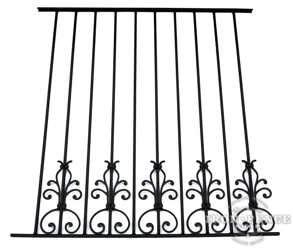 50in Tall Wrought Iron Pool Fence in Traditional Grade with Cape Cod Decorations Acting as a Puppy Picket Dog Barrier