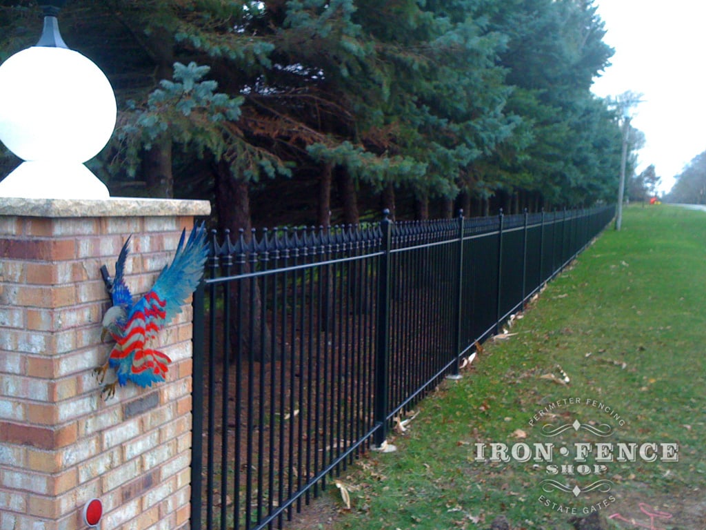 5ft Tall Signature Grade Iron Fence Installed Down Frontage of the Property at the Road for a More Dramatic Look (Style #1: Classic)