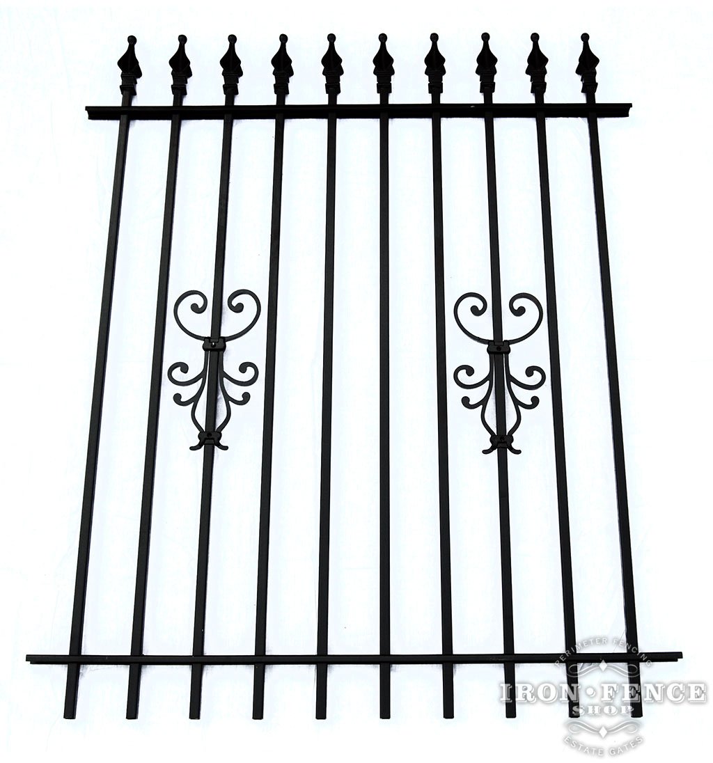5 Foot Tall Classic Style Signature Grade Wrought Iron Fence with Cape Cod Add-on Decorations