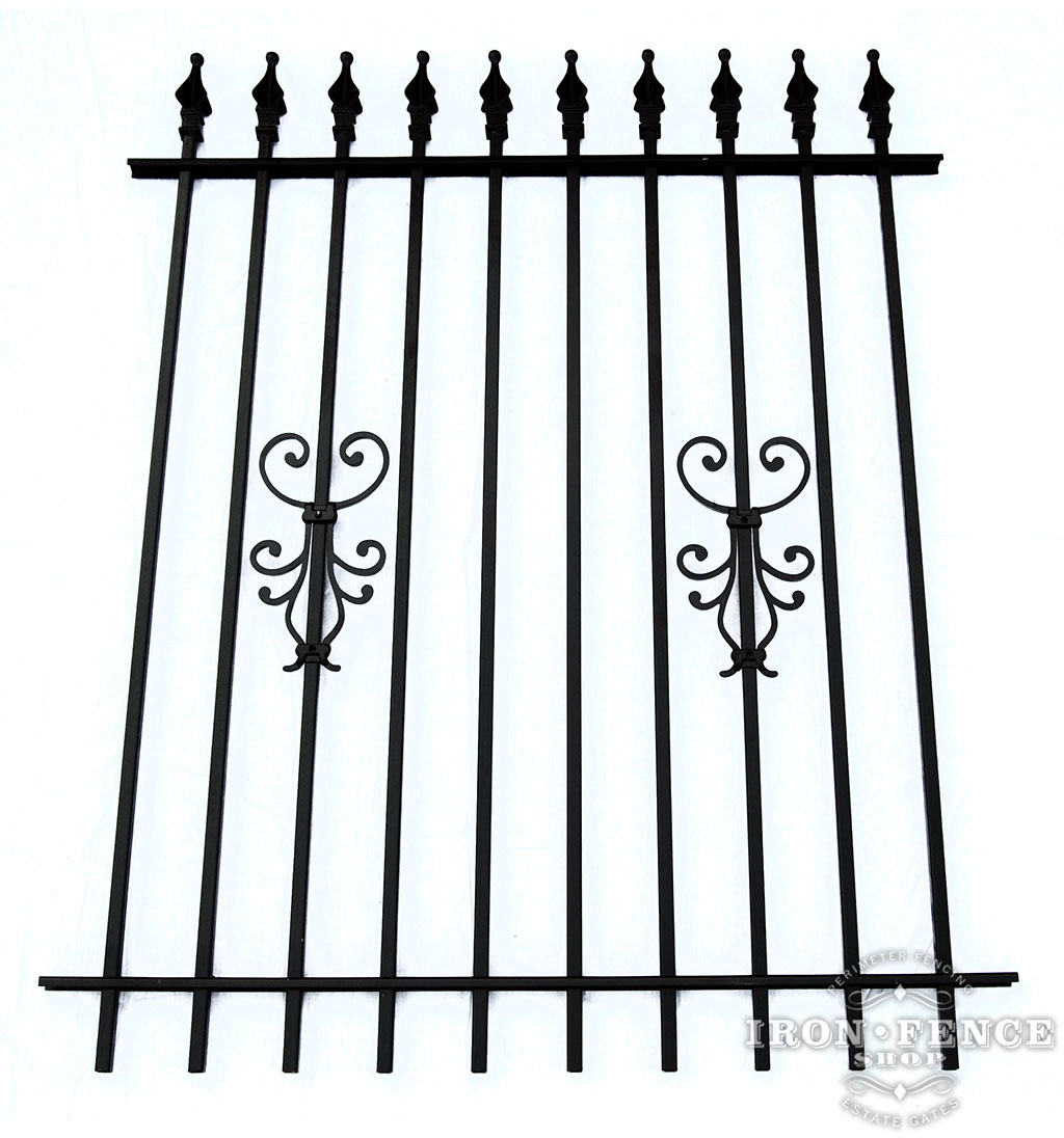 5 Foot Tall Classic Style Signature Grade Wrought Iron Fence with Cape Cod Add-on Decorations