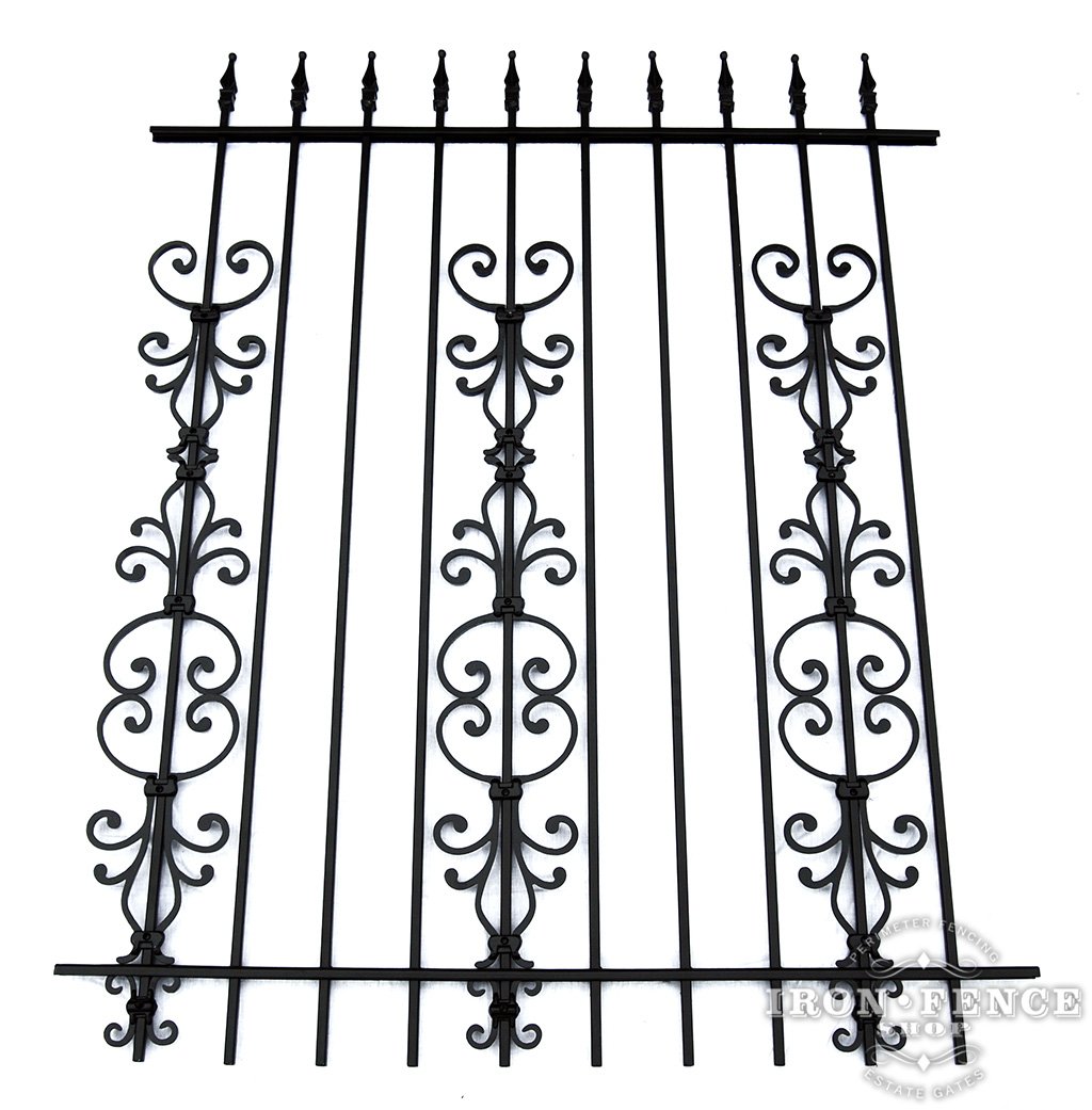 5ft Tall Wrought Iron Fence in Traditional Grade with Stacked Cape Cod And Butterfly Add-on Decorations