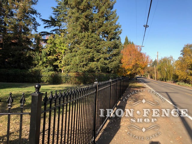 5ft Tall Signature Grade Classic Style Wrought Iron Fence Along the Road