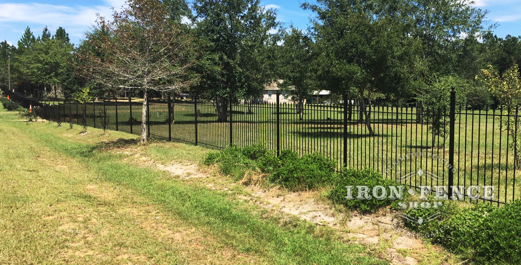 Traditional Grade 5ft Iron Fence in Classic Style Stepped to Follow Grade 