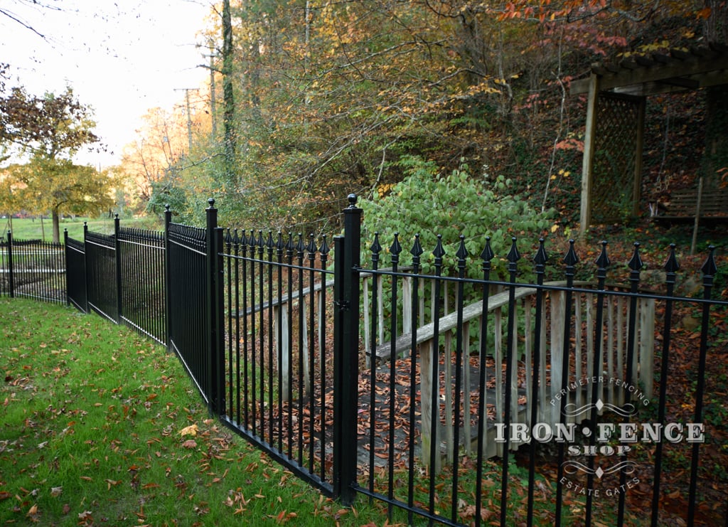 5ft Tall Wrought Iron Fence with 4ft Wide Gate for a Creek Bridge - Classic Style