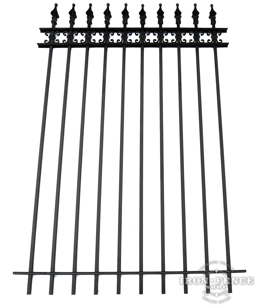 6 Foot Tall Classic Style Signature Grade Wrought Iron Fence with Butterfly Add-on Decorations