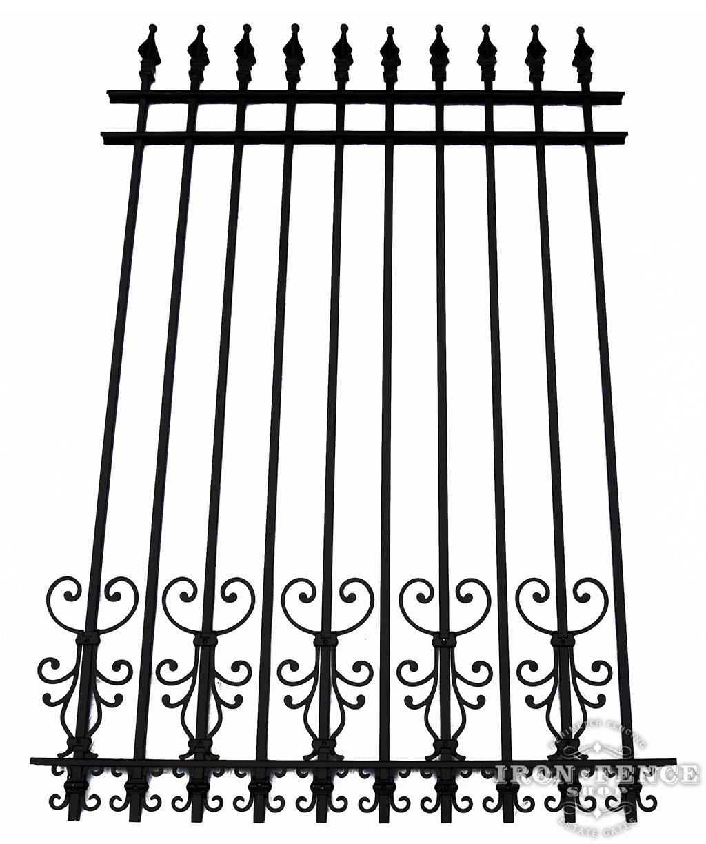 6 Foot Tall Classic Style Signature Grade Wrought Iron Fence with Cape Cod and Butterfly Add-on Decorations Acting as a Puppy Picket Dog Barrier