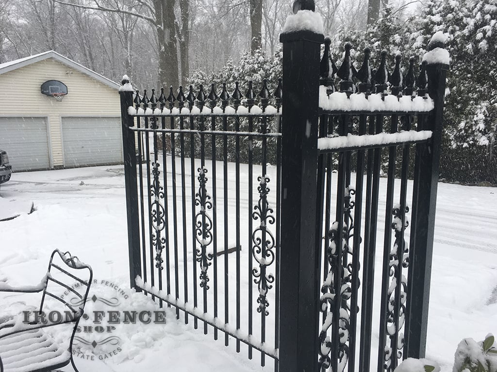 6ft Wrought Iron Fence with Add-on Scrollwork Pieces for an Ornate Look