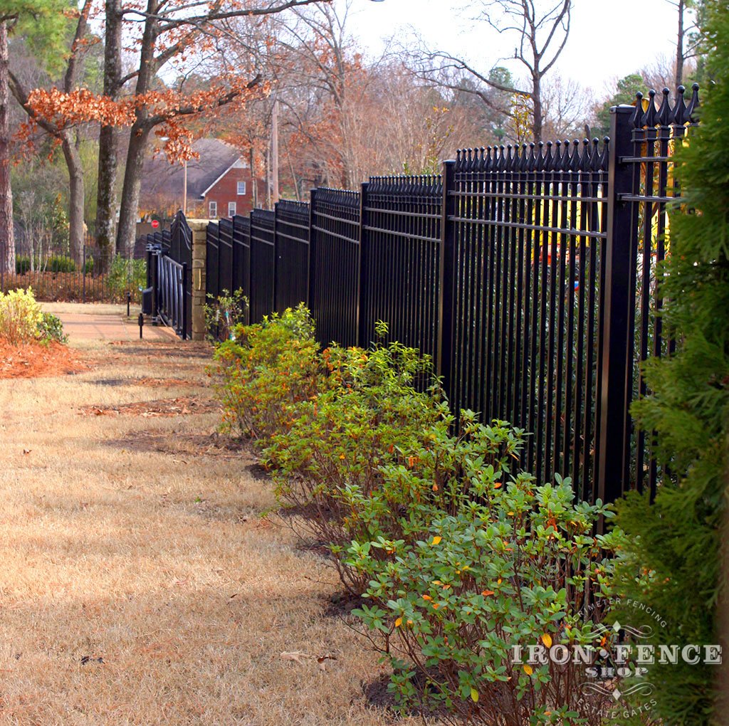 Wrought Iron Fence 'Stair Stepped' to Follow Yard Grade (6ft Tall in Signature Grade)