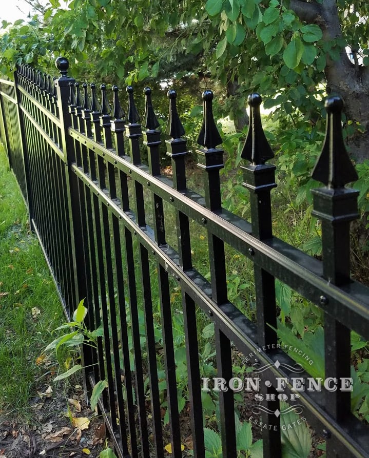 Infinity Aluminum Fence with Authentic Cast Aluminum Finials Welded on Top