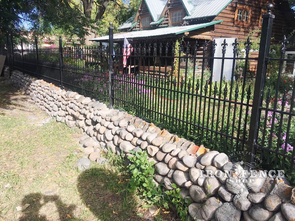 Custom 3ft Iron Fence with Puppy Pickets and Fleur De Lis Finial Tips