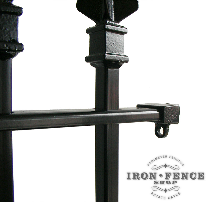 Cast Iron Fence Bracket Installed on Fence Panel Railing