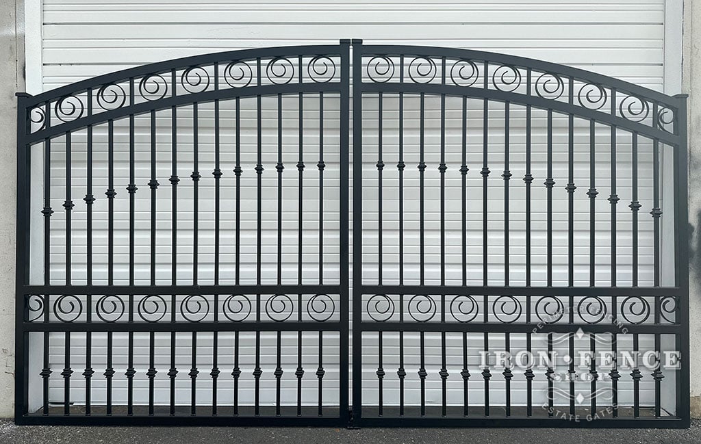 Iron Arched Estate Gate in Regal Style