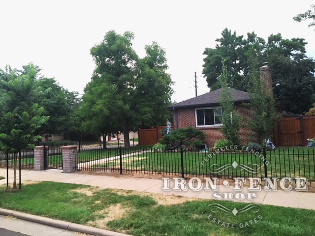 Our 3ft Tall Classic Style Iron Fence with Brick Entryway Columns