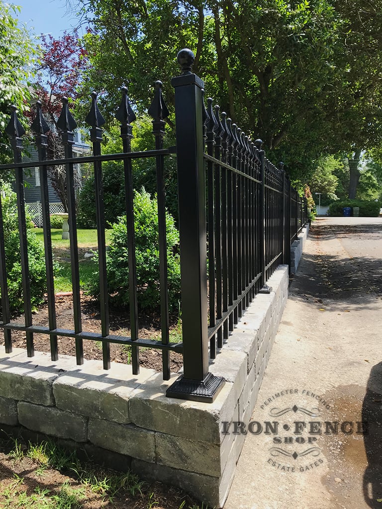 Our 3ft Tall Classic Wrought Iron Fence Combined with a Block Wall