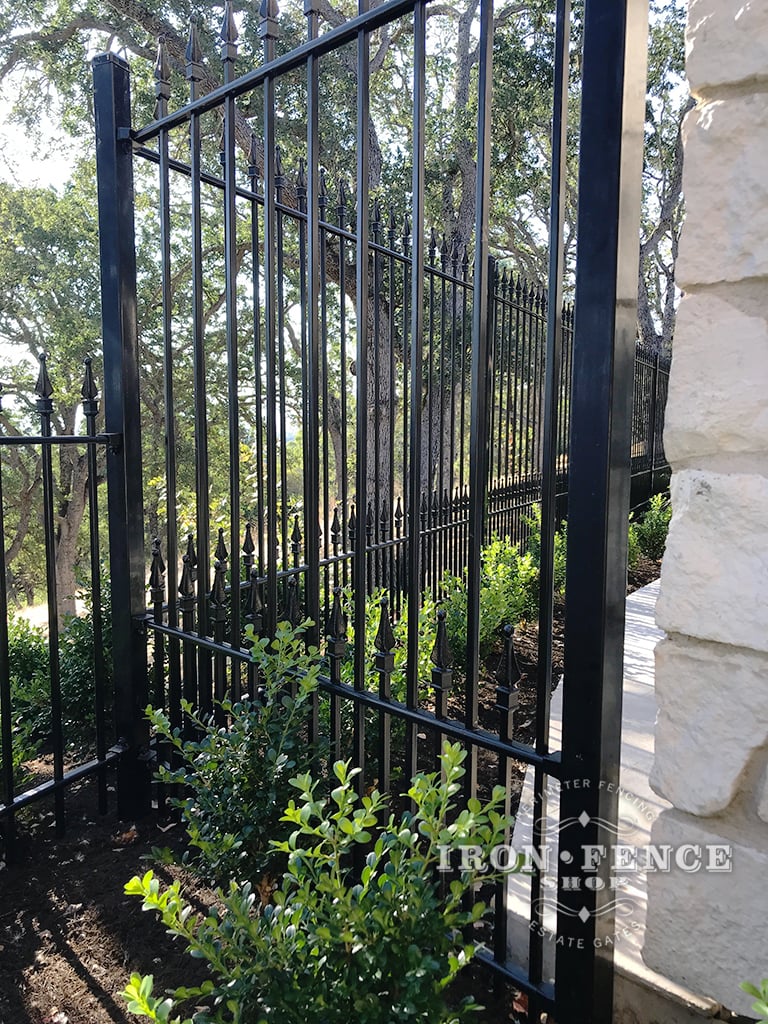 5ft Tall Puppy Picket Style Prefab Iron Fence in Traditional Grade