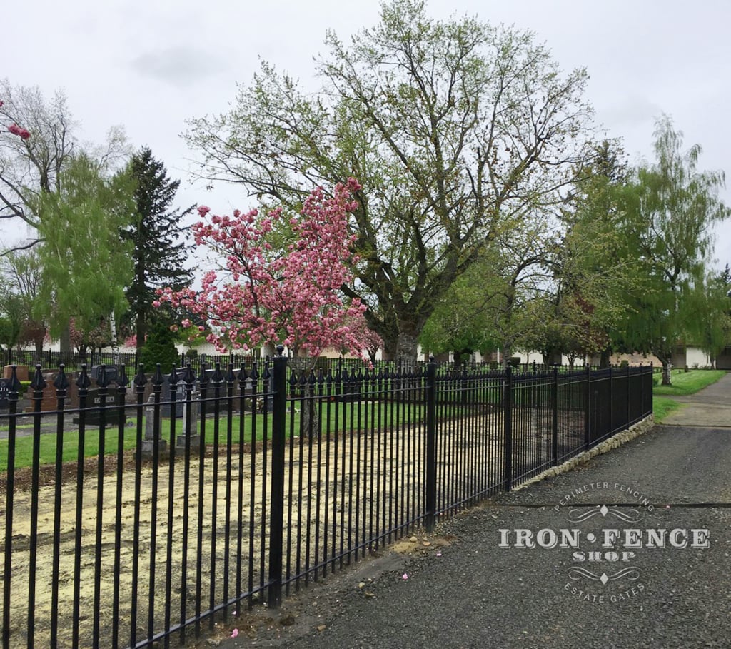 5ft Tall Iron Fence in Signature Grade Stair-Stepped to Follow Grade at a Historic Cemetery