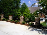 3ft Tall Signature Grade Iron Fence Mounted Directly to Stone Columns to Form a Drop-off Barrier (Style #1: Classic)