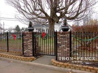 4ft Tall Iron Fence and Arched Gate with Custom Fleur De Lis Finials