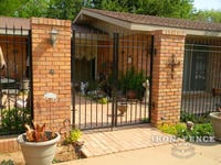 6ft x 8ft Traditional Grade Double Gate Mounted Between Brick Column Entryway to Patio (Style #1: Classic)