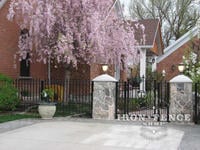 Custom 4ft Tall Iron Fence and Arched Gate (Style #15 Puppy Pickets Finials) - Customized With Fleur De Lis Finials and Initial in Gate