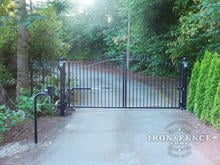 12ft Wide Single Piece Iron Driveway Gate in 5ft to 6ft Profile with GTO Options (Style #1: Classic) 