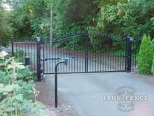 12ft Wide Single Piece Iron Driveway Gate in 5ft to 6ft Arch Profile with GTO Opener and Keypad (Style #1: Classic)